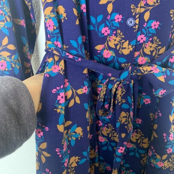 Floral Shirt Dress by National Since 1952 Belted Long Sleeve Women’s Size PM - Picture 5 of 11